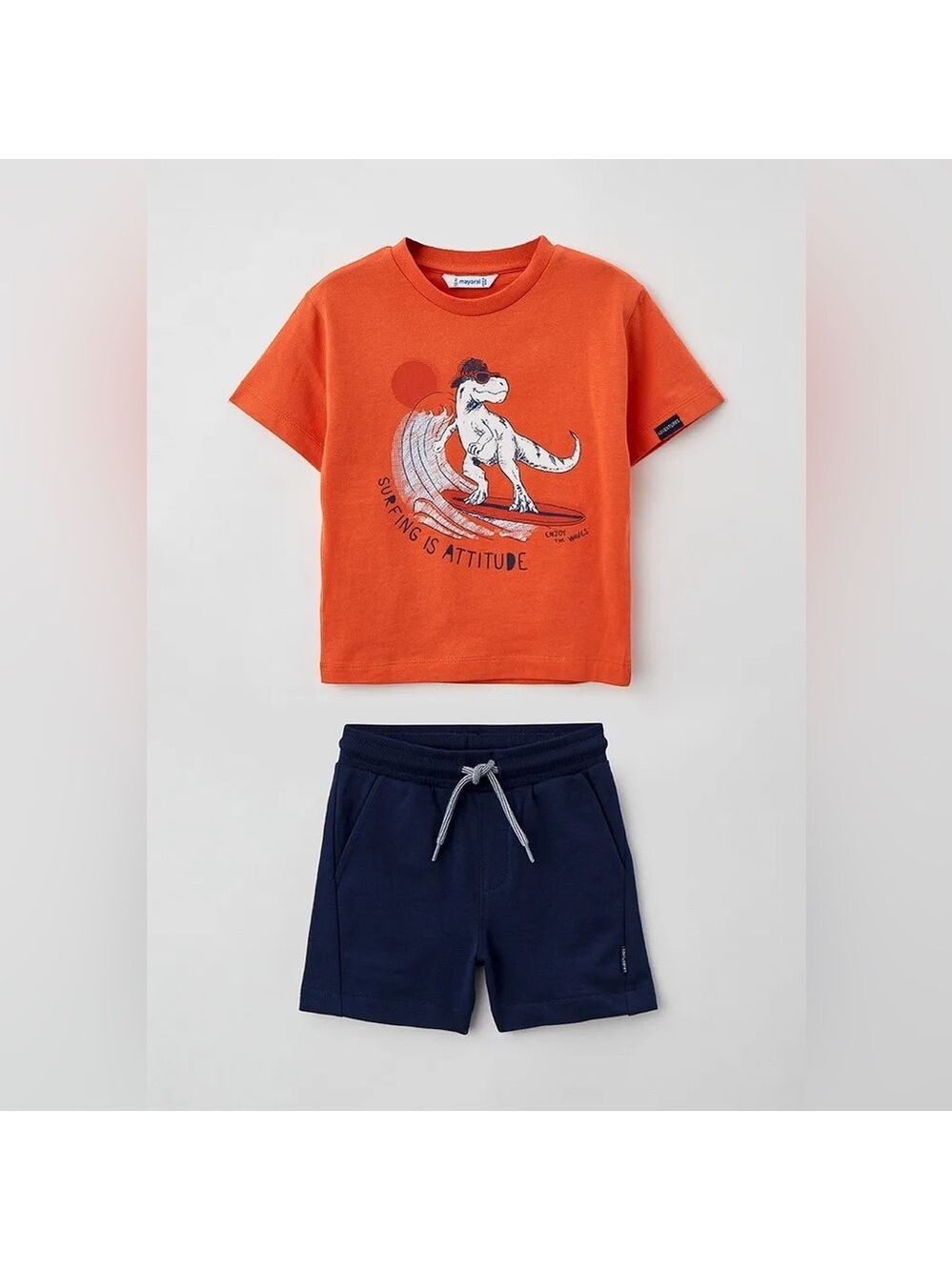 Size 5 Girls Mayoral Orange and Navy Kids Matching Set